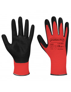 Guantes rojos de trabajo, nylon y nitrilo resistente, protección mecánica, bricolaje, seguridad, jardinería, adulto unisex, rojo