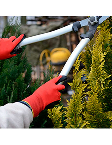 Guantes de trabajo, nylon rojo y nitrilo resistente, protección mecánica, bricolaje, seguridad, jardinería, adulto unisex, rojo