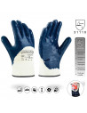 Guantes de trabajo, algodón y nitrilo grueso, protección mecánica, bricolaje, seguridad, jardinería, adulto unisex, azul y blanc