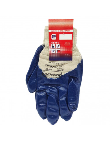 Guantes de trabajo, algodón y nitrilo grueso, protección mecánica, bricolaje, seguridad, jardinería, adulto unisex, azul y blanc