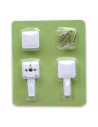 Set de cuelga fácil, 2 cuelga fácil, plástico resistente, clavos incluidos. Color blanco. 15 x 9 x 1,5 cm.