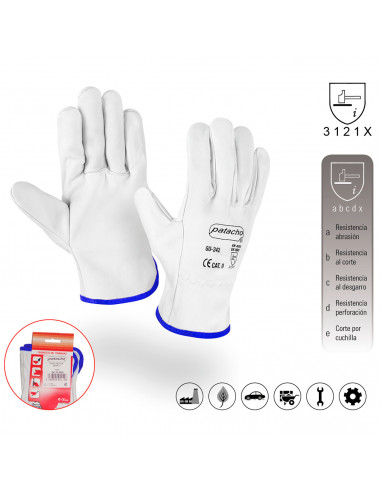 Guantes de trabajo de piel flor de vacuno, resistentes a la abrasión, protección, conductor, construcción, jardinería, adulto, g