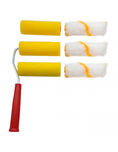 Set de pintor, fabricado en metal y plástico, contiene varilla de 22 cm, 3 recambios de poliéster de 10 cm, 3 recambios de espum