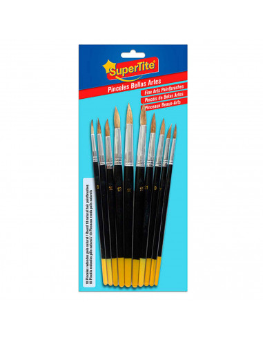 Set de 10 pinceles para los artistas, fabricado en plástico, punta de pelo natural, ideal para pintura artística, trabajos manua