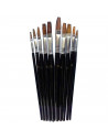 Set de 10 pinceles planos para los artistas, fabricado en plástico, punta de pelo natural, ideal para pintura artística, trabajo
