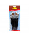 Set de 10 pinceles planos para los artistas, fabricado en plástico, punta de pelo natural, ideal para pintura artística, trabajo