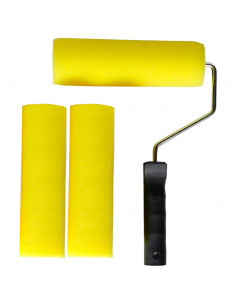 Set de pintor, fabricado en metal y plástico, contiene 1 rodillo de espuma, 2 recambios de espuma de 18 cm, 27 x 20 x 5 cm