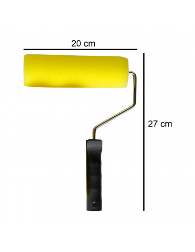 Set de pintor, fabricado en metal y plástico, contiene 1 rodillo de espuma, 2 recambios de espuma de 18 cm, 27 x 20 x 5 cm