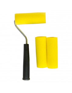 Set de pintor, fabricado en metal y plástico, contiene 1 rodillo de espuma, 2 recambios de espuma de 10 cm, 24 x 11,5 x 3 cm