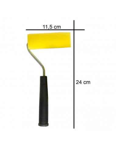 Set de pintor, fabricado en metal y plástico, contiene 1 rodillo de espuma, 2 recambios de espuma de 10 cm, 24 x 11,5 x 3 cm