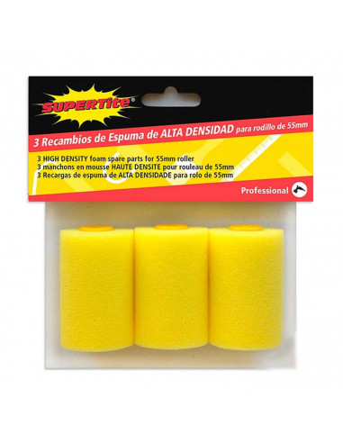 Set de recambios para rodillos, fabricado en espuma, 3 unidades, longitud de 5 cm. Ideal para el pintado en casa o trabajo.