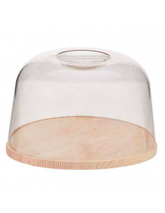Artema - Quesera redonda, tapa transparente de metacrilato y base de madera, recipiente para guardar queso o embutidos, 22 cm