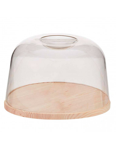 Artema - Quesera redonda, tapa transparente de metacrilato y base de madera, recipiente para guardar queso o embutidos, 22 cm