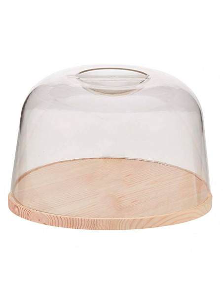 Artema - Quesera redonda, tapa transparente de metacrilato y base de madera, recipiente para guardar queso o embutidos, 22 cm