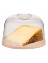 Artema - Quesera redonda, tapa transparente de metacrilato y base de madera, recipiente para guardar queso o embutidos, 22 cm