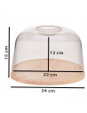 Artema - Quesera redonda, tapa transparente de metacrilato y base de madera, recipiente para guardar queso o embutidos, 22 cm