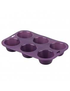 Tradineur -  Molde para magdalenas grandes de 31,5 x 21,5 x 3,8 cm de silicona y color violeta. Molde para hornear de 31,5 x 21,