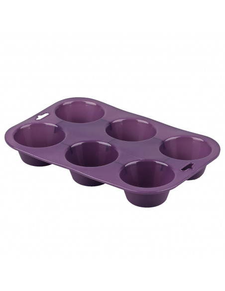 Tradineur -  Molde para magdalenas grandes de 31,5 x 21,5 x 3,8 cm de silicona y color violeta. Molde para hornear de 31,5 x 21,