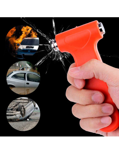 Martillo de emergencia para coche con cortacinturones, herramienta de escape, rompe cristales, ventanillas de automóviles, naran