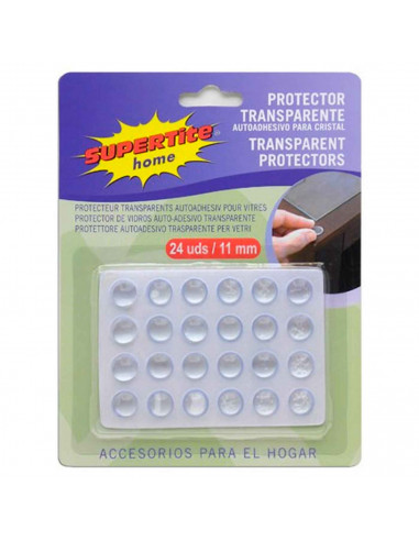 Protectores autoadhesivos para cristal, 24 Unidades, Plástico, transparente. Ideal para el trabajo u hogar. 6 x 9 x 0,5 cm