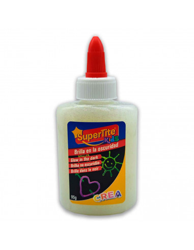 Pegamento escolar de 95 ml, brilla en la oscuridad, Cola luminiscente, Autorecargable, Más de 1h de duracion. Color surtido.