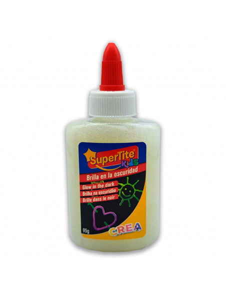 Pegamento escolar de 95 ml, brilla en la oscuridad, Cola luminiscente, Autorecargable, Más de 1h de duracion. Color surtido.