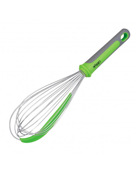 Batidor de varillas de 30 cm de acero inoxidable y con espátura integrada. Varilla de cocina de 30 cm de acero inox y con espátu