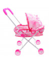 Tradineur - Cochecito para muñecas de plástico y metal, carrito de juguete infantil, navidad, cumpleaños, regalo, niños, rosa, 5