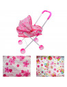 Tradineur - Cochecito para muñecas de plástico y metal, carrito de juguete infantil, navidad, cumpleaños, regalo, niños, rosa, 5