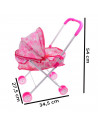 Tradineur - Cochecito para muñecas de plástico y metal, carrito de juguete infantil, navidad, cumpleaños, regalo, niños, rosa, 5
