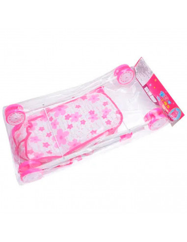 Tradineur - Cochecito para muñecas de plástico y metal, carrito de juguete infantil, navidad, cumpleaños, regalo, niños, rosa, 5