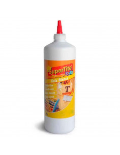 Pegamento escolar de 1 kg cola blanca. Pega: Madera, papel, cartón, tejidos, cuero, corcho, etc. Trasparente tras secado.