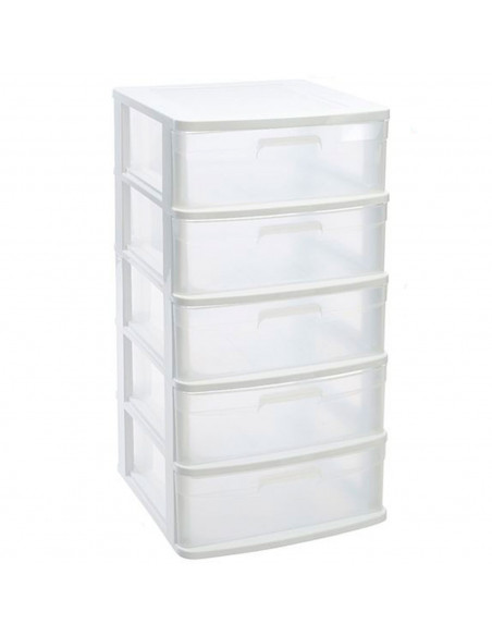 Tradineur - Cajonera de ordenación Sena con 5 cajones opacos, plástico, torre de almacenaje multiusos, hogar, 81 x 40 x 39 cm, b Tradineur - Cajonera de ordenación Sena con 5 cajones opacos, plástico, torre de almacenaje multiusos, hogar, 81 x 40 x 39 cm, b