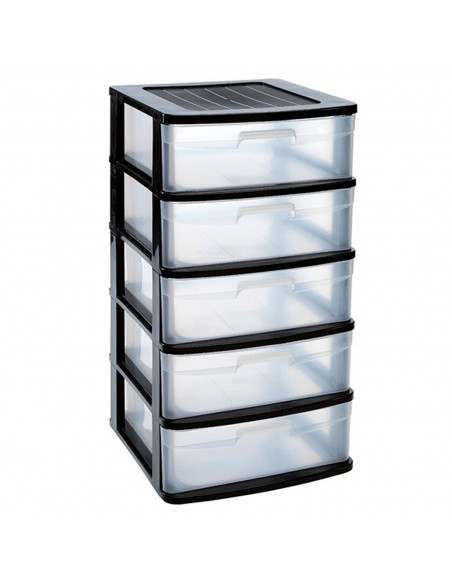 Tradineur - Cajonera Sena de ordenación con 5 cajones opacos, plástico, torre de almacenaje multiusos, hogar, 81 x 40 x 39 cm, n Tradineur - Cajonera Sena de ordenación con 5 cajones opacos, plástico, torre de almacenaje multiusos, hogar, 81 x 40 x 39 cm, n