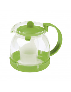 Tetera de vidrio con asa y filtro apta para microondas 800 ml color surtido