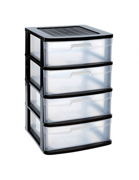 Tradineur - Cajonera Sena 4 cajones sin ruedas, plástico resistente, torre de almanaje multiusos, hogar, negocios, 65 x 39 x 40 Tradineur - Cajonera Sena 4 cajones sin ruedas, plástico resistente, torre de almanaje multiusos, hogar, negocios, 65 x 39 x 40