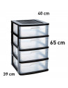 Tradineur - Cajonera Sena 4 cajones sin ruedas, plástico resistente, torre de almanaje multiusos, hogar, negocios, 65 x 39 x 40