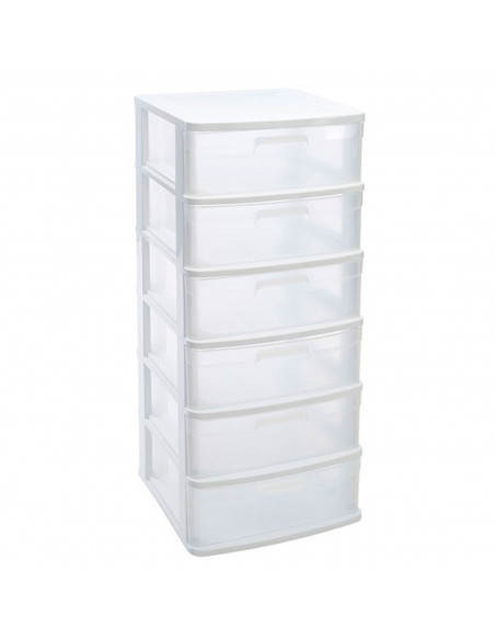 Tradineur - Cajonera de almacenaje Sena con 6 cajones opacos, plástico, torre de ordenación multiusos, hogar, 96,5 x 40 x 39 cm, Tradineur - Cajonera de almacenaje Sena con 6 cajones opacos, plástico, torre de ordenación multiusos, hogar, 96,5 x 40 x 39 cm,