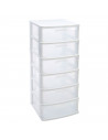 Tradineur - Cajonera de almacenaje Sena con 6 cajones opacos, plástico, torre de ordenación multiusos, hogar, 96,5 x 40 x 39 cm,