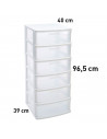 Tradineur - Cajonera de almacenaje Sena con 6 cajones opacos, plástico, torre de ordenación multiusos, hogar, 96,5 x 40 x 39 cm,