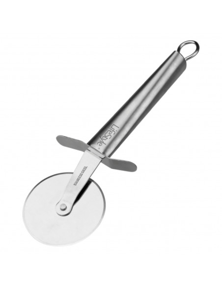 Tradineur - Serie Platinum - Cortapizzas de acero inoxidable de 22 cm y hoja de 3,2 cm de diámetro. Cortador para pizzas de acer