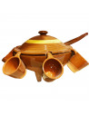 Tradineur - Juego de queimada de barro con tapa 6 tazas y cucharón, artesanía gallega tradicional, fabricado a mano, marrón, ide