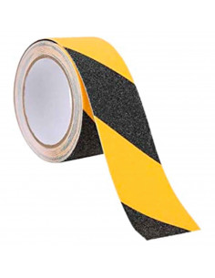 Tradineur - Rollo de cinta antideslizante para escalera, adhesivo fuerte y de larga duración, PVC, interior y exterior (Negro y