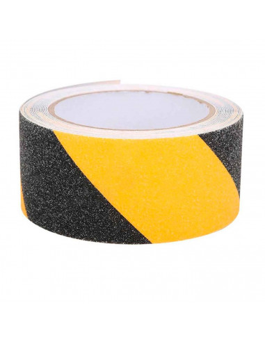 Tradineur - Rollo de cinta antideslizante para escalera, adhesivo fuerte y de larga duración, PVC, interior y exterior (Negro y