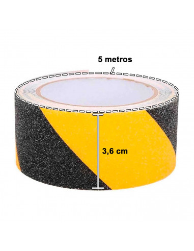 Tradineur - Rollo de cinta antideslizante para escalera, adhesivo fuerte y de larga duración, PVC, interior y exterior (Negro y