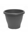 Tradineur - Maceta de plástico mediterránea, color gris, diámetro 25 cm, macetero para jardín exterior, terraza, balcón e interi