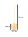 Tradineur -  Pala de madera para pan y pizzas, superficie de 34,4 x 33,5, mango largo, ideal para hornos de leña profundos, pana