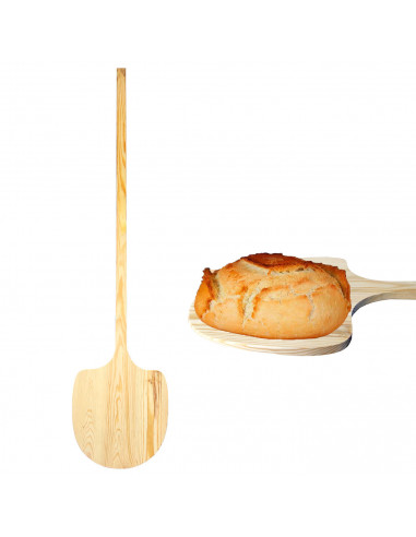 Tradineur -  Pala de madera para pan y pizzas, superficie de 34,4 x 33,5, mango largo, ideal para hornos de leña profundos, pana