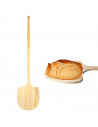 Tradineur -  Pala de madera para pan y pizzas, superficie de 34,4 x 33,5, mango largo, ideal para hornos de leña profundos, pana