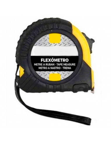 Flexómetro de 7,5 metros de plástico, recubrimiento de goma, ergonómica, freno de seguridad, un clip de sujeción para el cinturó